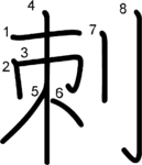 kanji stroke order for 刺