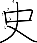 kanji stroke order for 史