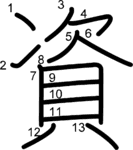 kanji stroke order for 資