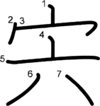 kanji stroke order for 宍