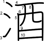 kanji stroke order for 酒