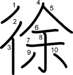 kanji stroke order for 徐