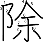 kanji stroke order for 除