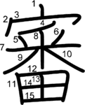 kanji stroke order for 審