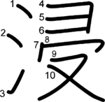 kanji stroke order for 浸