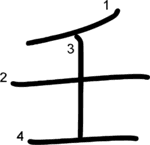kanji stroke order for 壬
