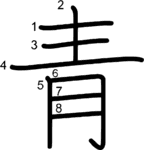 kanji stroke order for 青