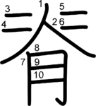 kanji stroke order for 脊
