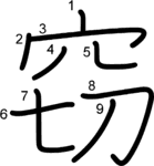 kanji stroke order for 窃