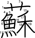 kanji stroke order for 蘇