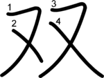 kanji stroke order for 双