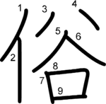 kanji stroke order for 俗