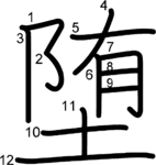 kanji stroke order for 堕