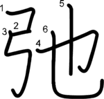 kanji stroke order for 弛