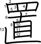 kanji stroke order for 置