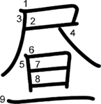 kanji stroke order for 昼