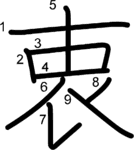 kanji stroke order for 衷