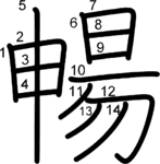 kanji stroke order for 暢