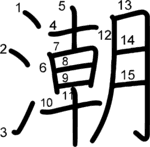 kanji stroke order for 潮