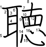 kanji stroke order for 聴