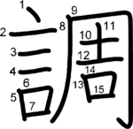 kanji stroke order for 調