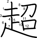 kanji stroke order for 超
