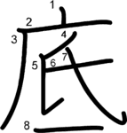 kanji stroke order for 底