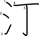 kanji stroke order for 汀
