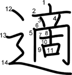 kanji stroke order for 適