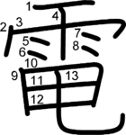 kanji stroke order for 電