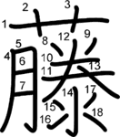 kanji stroke order for 藤