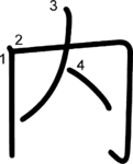 kanji stroke order for 内