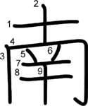 kanji stroke order for 南