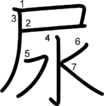 kanji stroke order for 尿