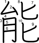kanji stroke order for 能