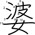 kanji stroke order for 婆