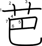 kanji stroke order for 芭