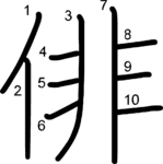 kanji stroke order for 俳