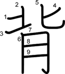 kanji stroke order for 背