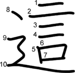 kanji stroke order for 這