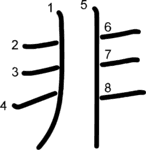 kanji stroke order for 非