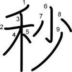 kanji stroke order for 秒
