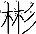 kanji stroke order for 彬