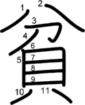 kanji stroke order for 貧