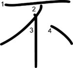 kanji stroke order for 不