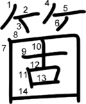 kanji stroke order for 箇