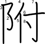 kanji stroke order for 附