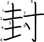 kanji stroke order for 封