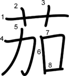 kanji stroke order for 茄