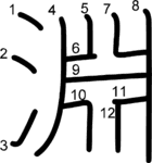 kanji stroke order for 淵